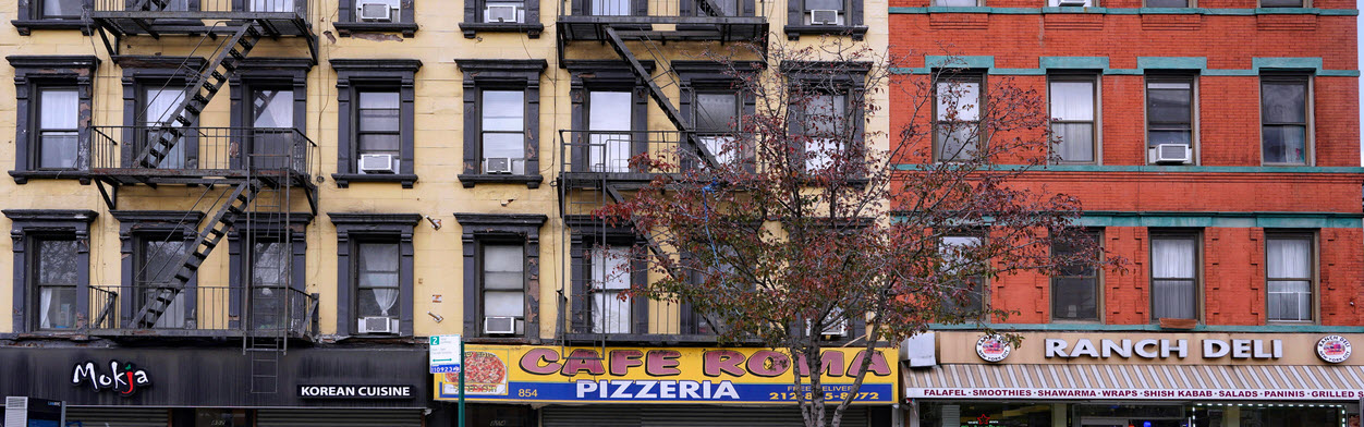 Manhattan Upper West Side, Amsterdam Avenue, old apartment buildings - Cropped